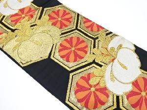 アンティーク　亀甲繋ぎに桐・花模様織り出し袋帯（材料）